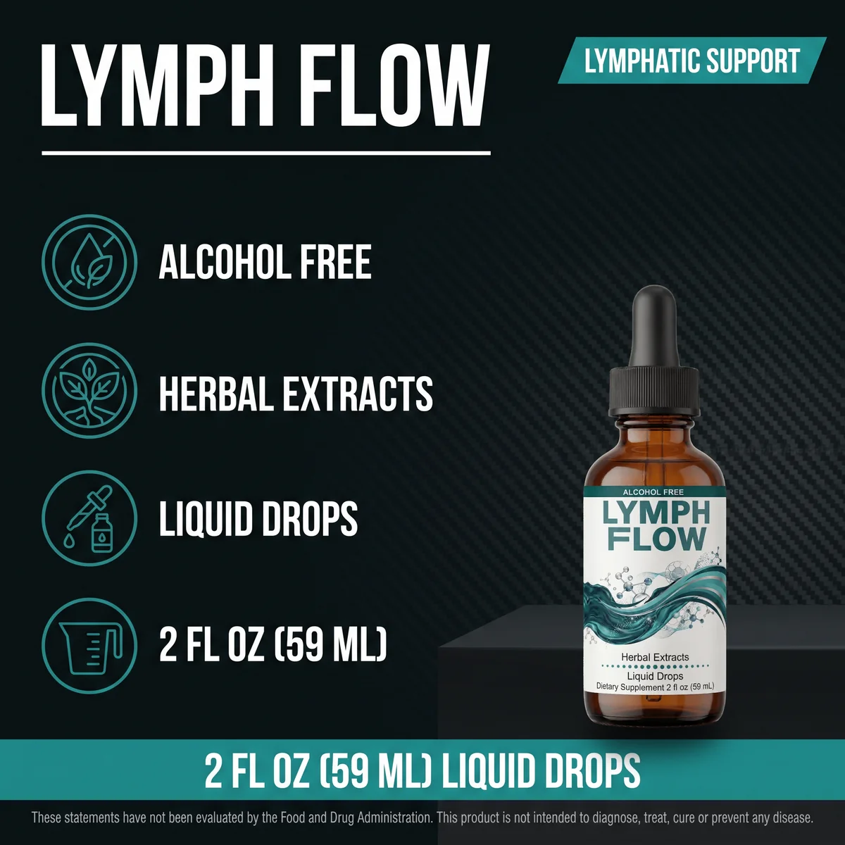 LymphFlow lymphatic support: alcohol free, herbal extracts, liquid drops, 2 fl oz